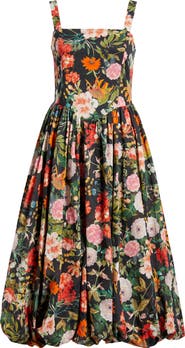 Julia Jordan Floral Basque Waist Fit & Flare Midi Dress