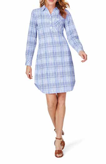 Foxcroft Delaney Plaid Long Sleeve Popover Shirtdress