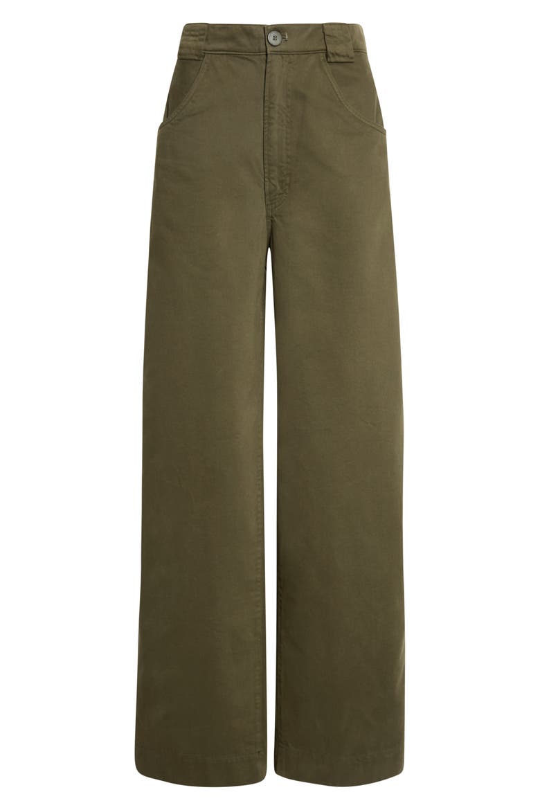 The Edit High Waist Wide Leg Cotton Trousers, Alternate, color, DUFFEL