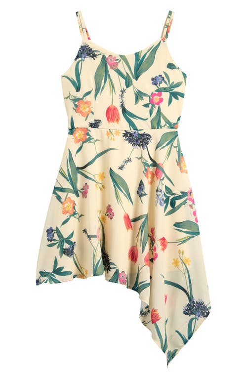 Ava & Yelly Kids' Floral Asymmetric Party Dress