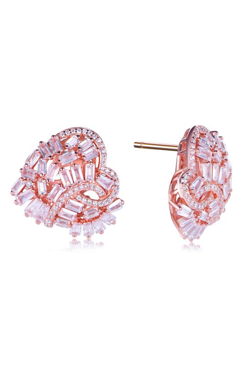 Suzy Levian Cubic Zirconia Cluster Heart Stud Earrings