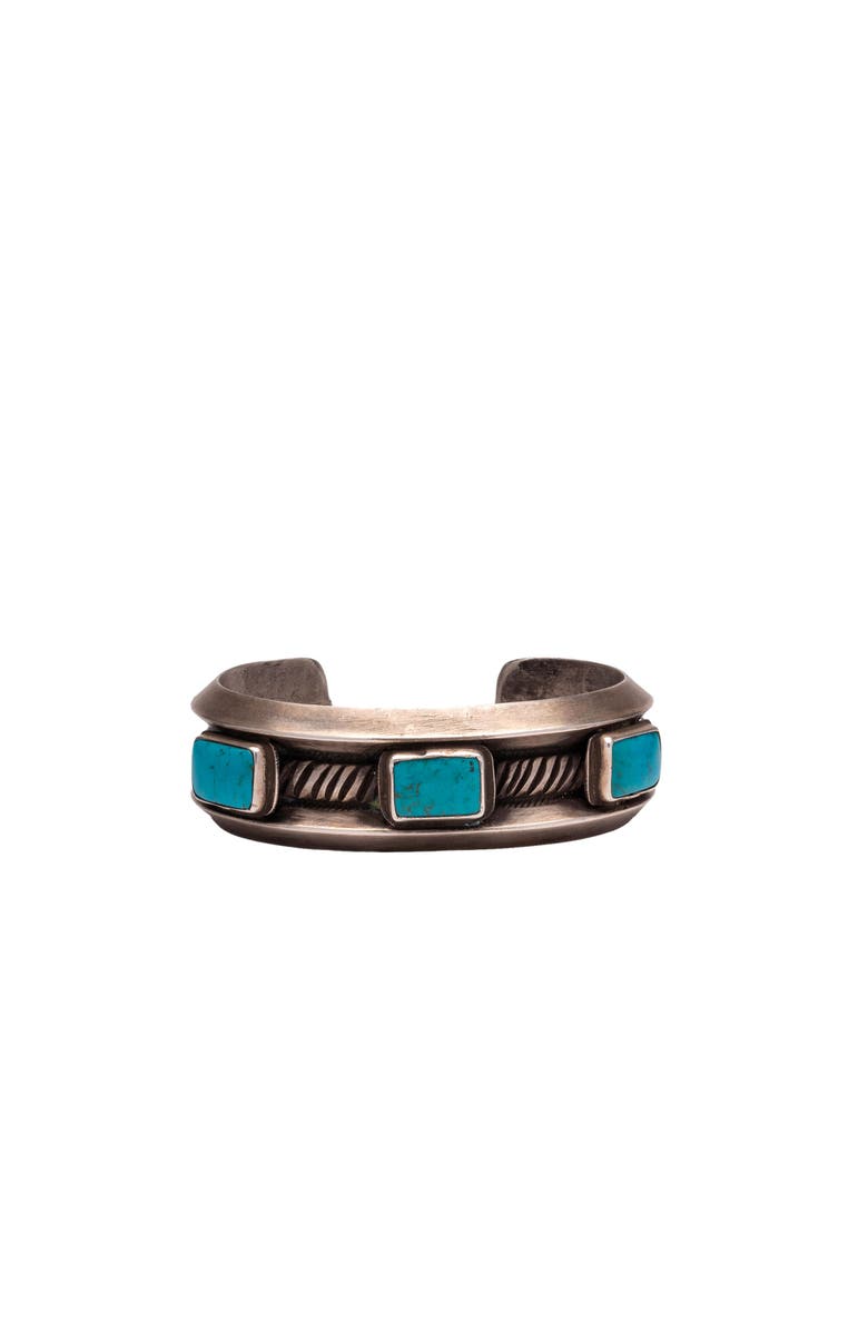 Fortela Turquoise Square Sterling Silver Bracelet, Main, color, Silver