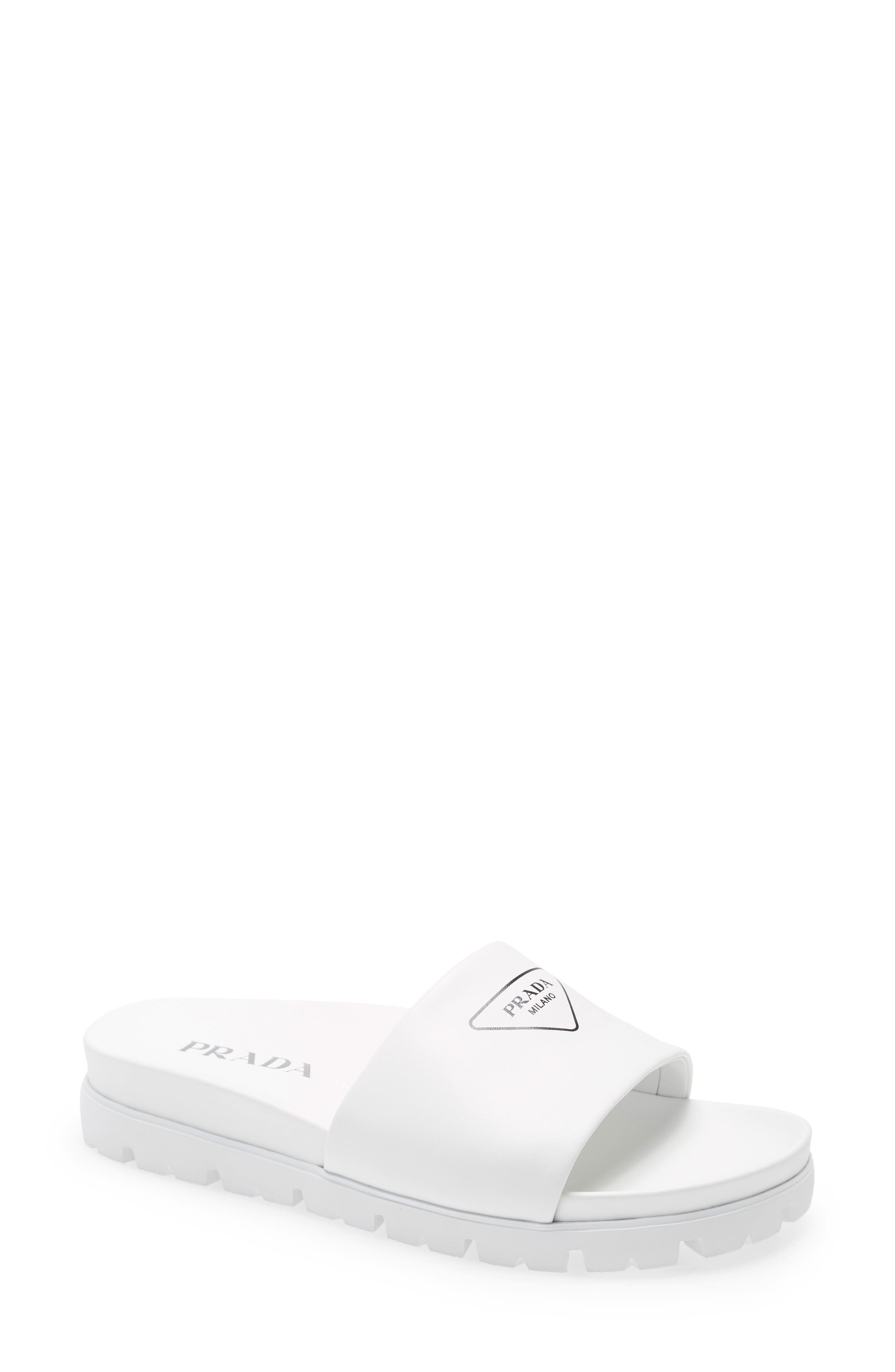 Logo Slide Sandal, Main, color, BIANCO