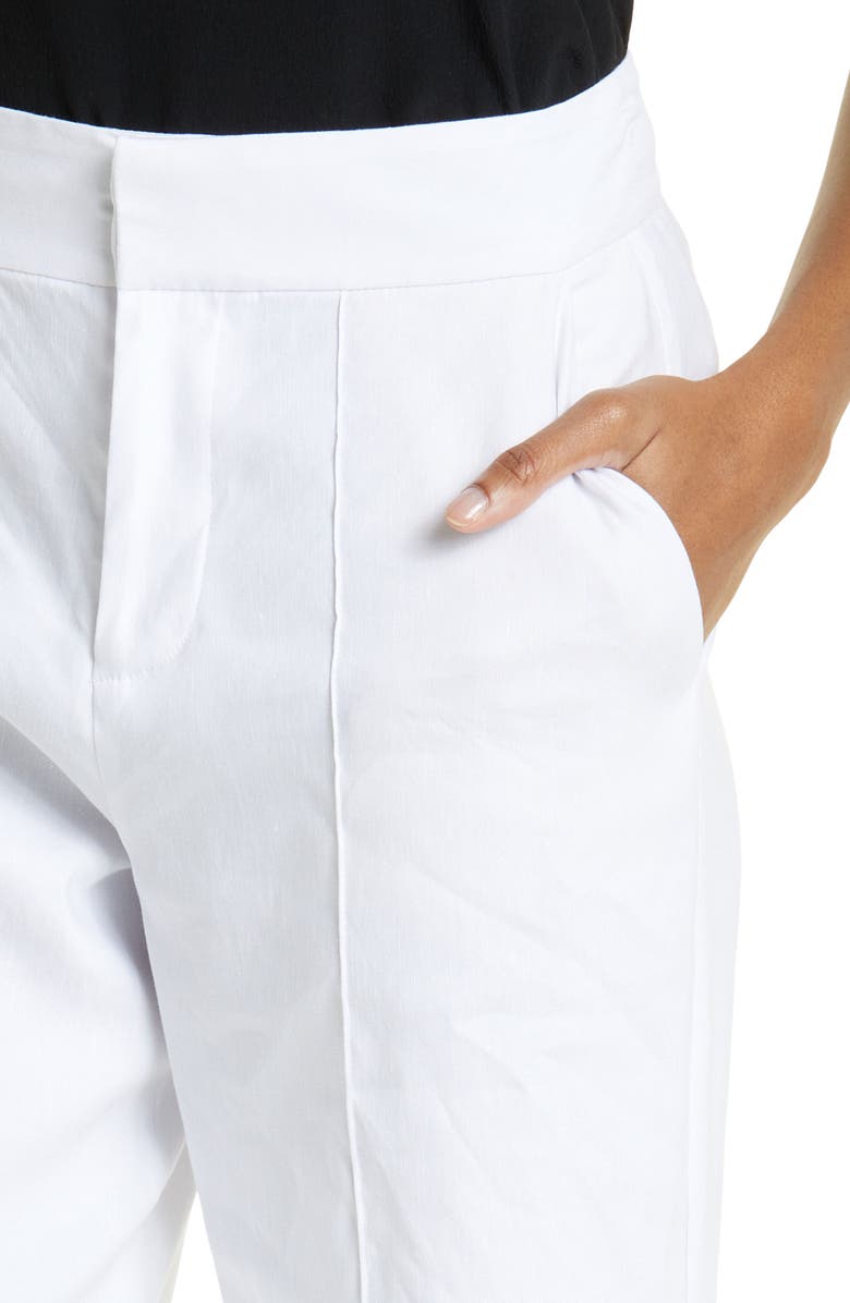 Alice + Olivia Dylan Wide Leg Linen Blend Pants, Alternate, color, White