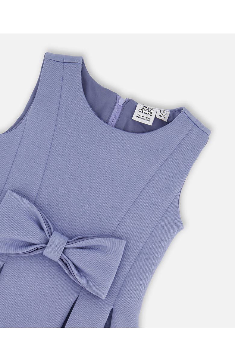 Deux par Deux Girl's Neoprene Bow Dress Old Blue, Alternate, color, 