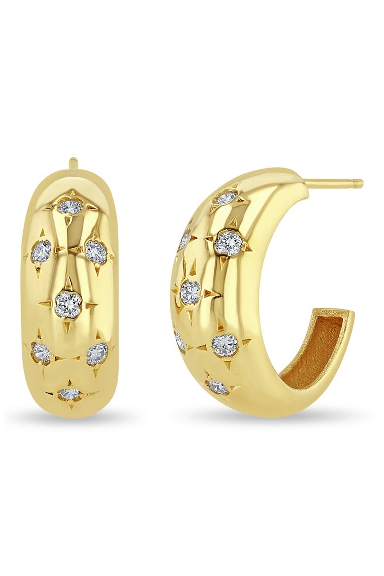 Medium Aura Diamond Hoop Earrings, Main, color, 14K YELLOW GOLD