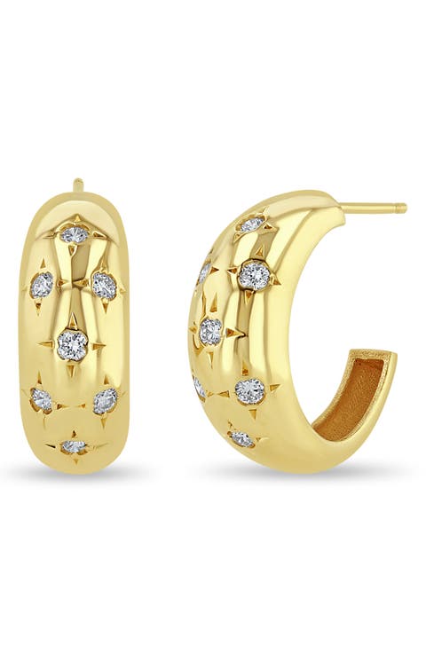 Medium Aura Diamond Hoop Earrings