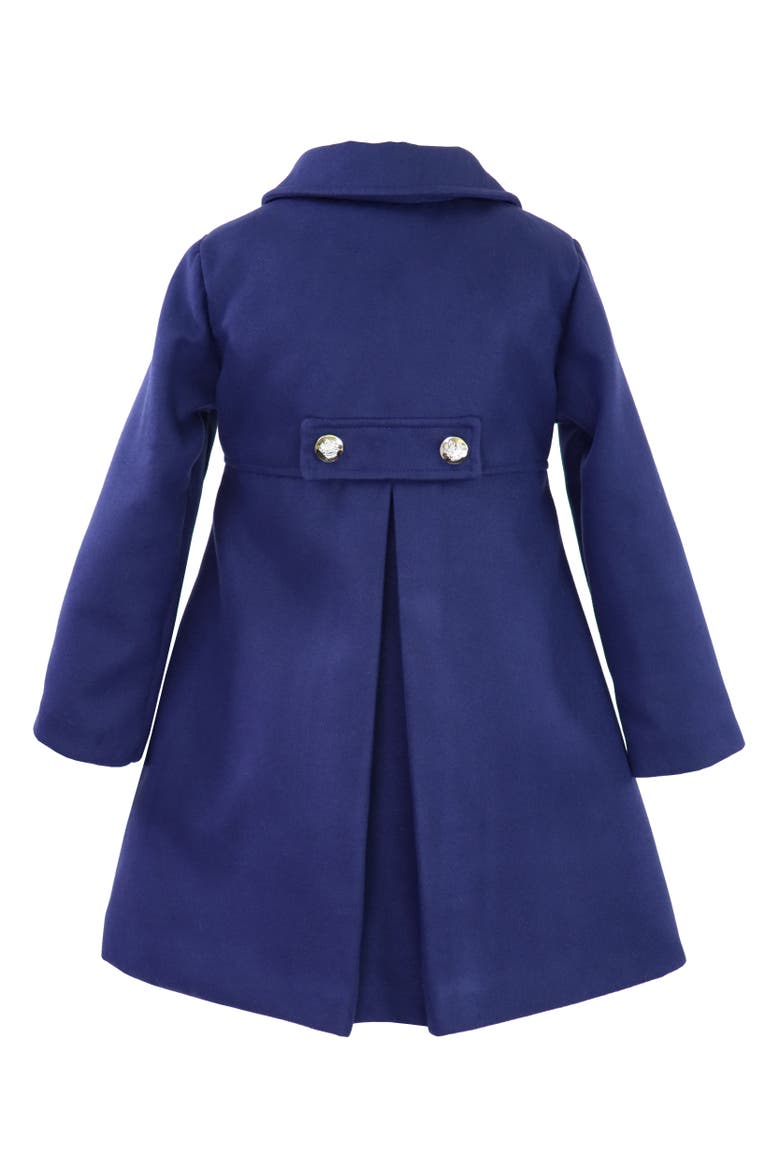 Faux Wool Pleated Snap Front Coat, Alternate, color, Navy