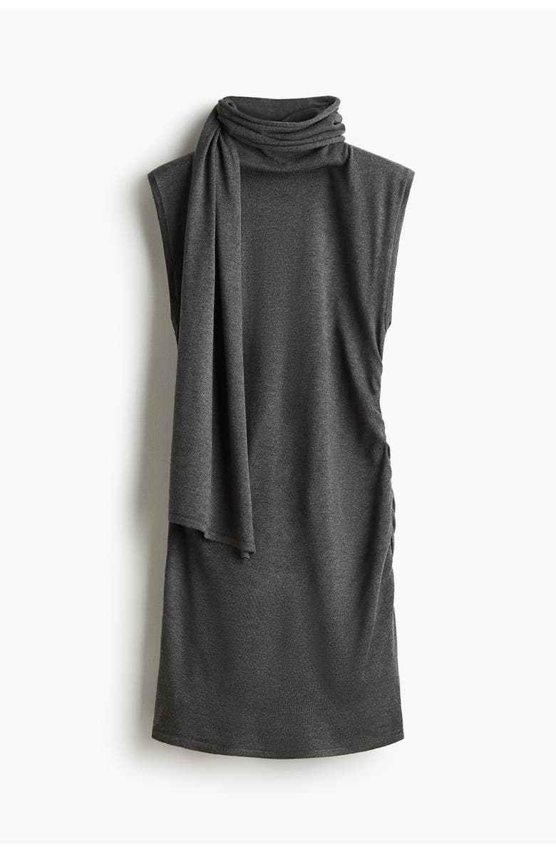 H&M Scarf-collar Dress, Main, color, Dark Gray Melange