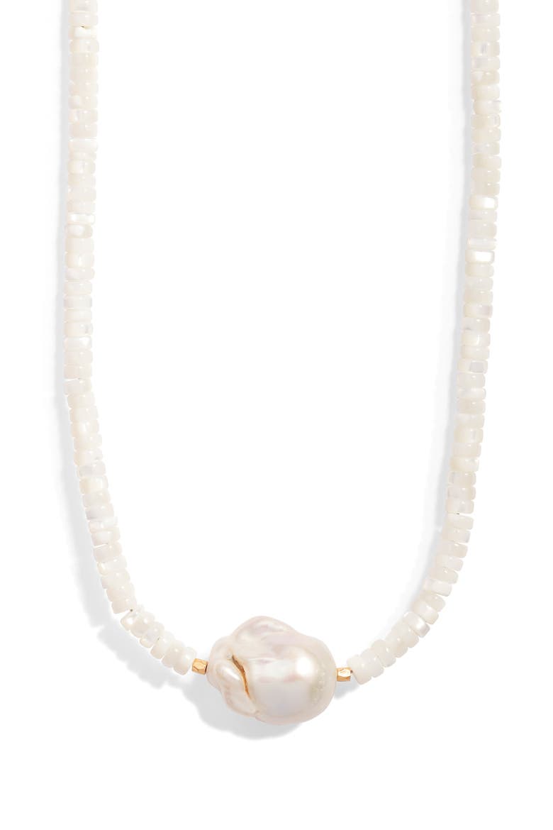 Amalfi Baroque Freshwater Pearl Necklace, Main, color, WHITE