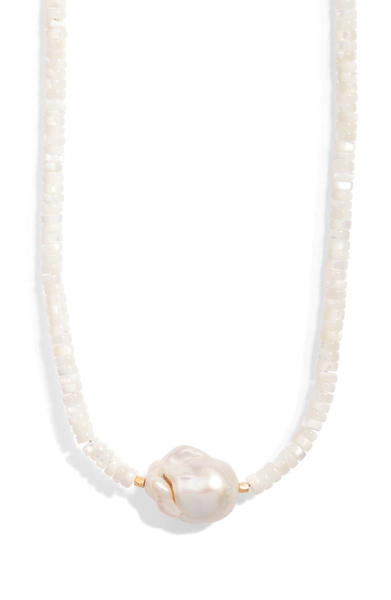 FRASIER STERLING Amalfi Baroque Freshwater Pearl Necklace, Main, color, 