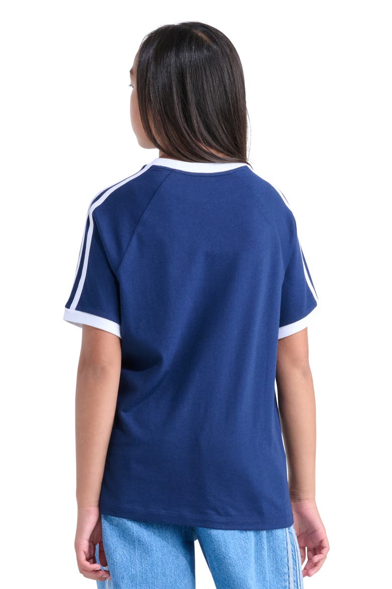 Kids' 3-Stripes Ringer T-Shirt, Alternate, color, DARK BLUE