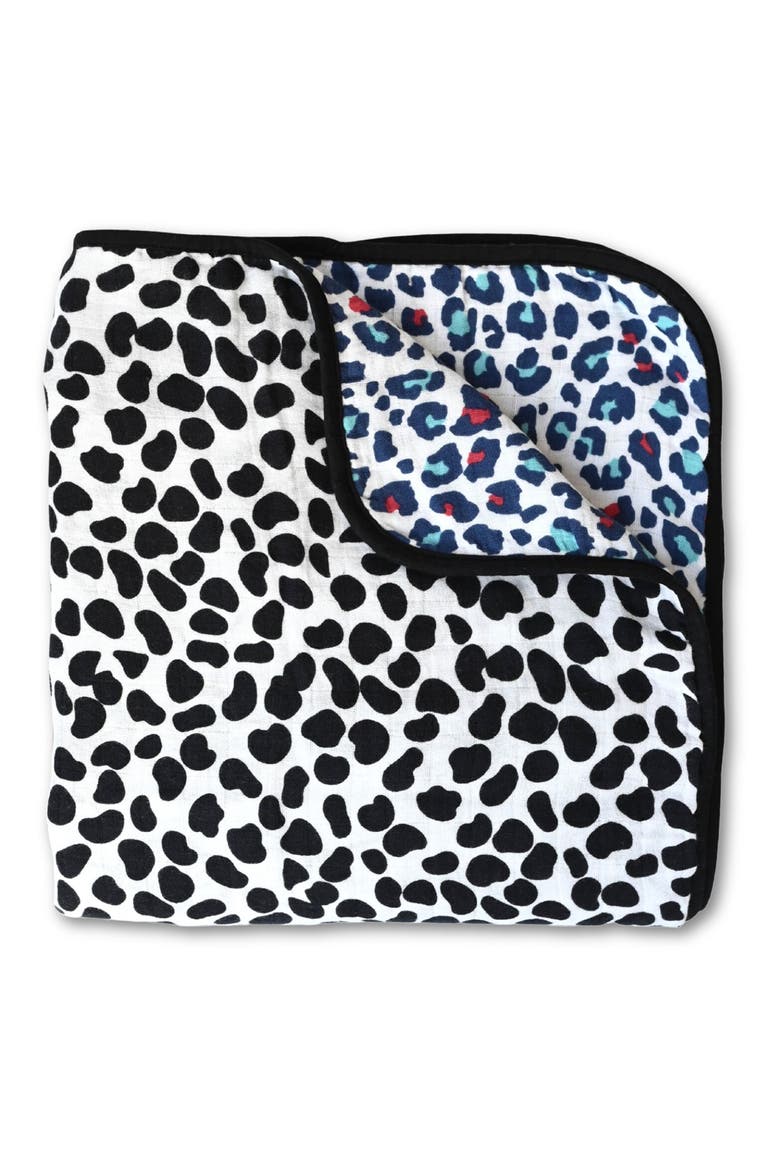 Animal Sensory Reversible 3-Layer Organic Cotton Muslin Blanket, Main, color, ANIMAL PRINT MIXED
