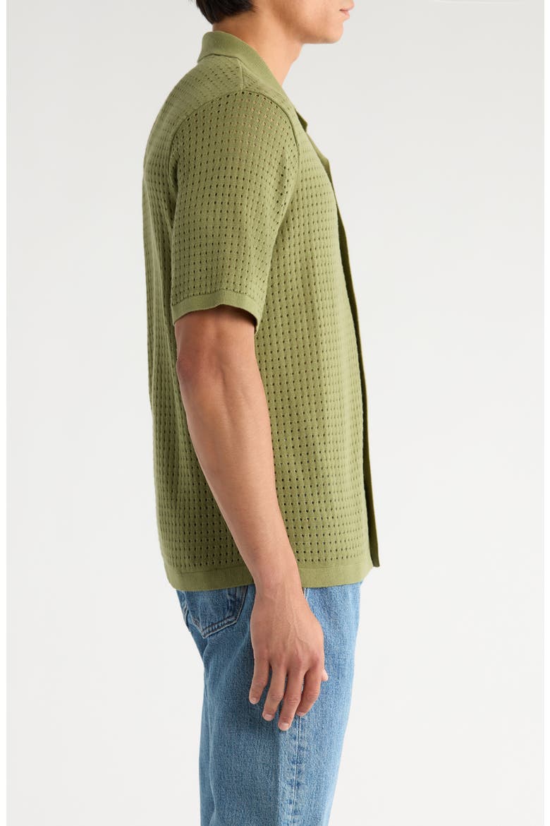 Feldman Short Sleeve Cardigan, Alternate, color, LODEN GREEN