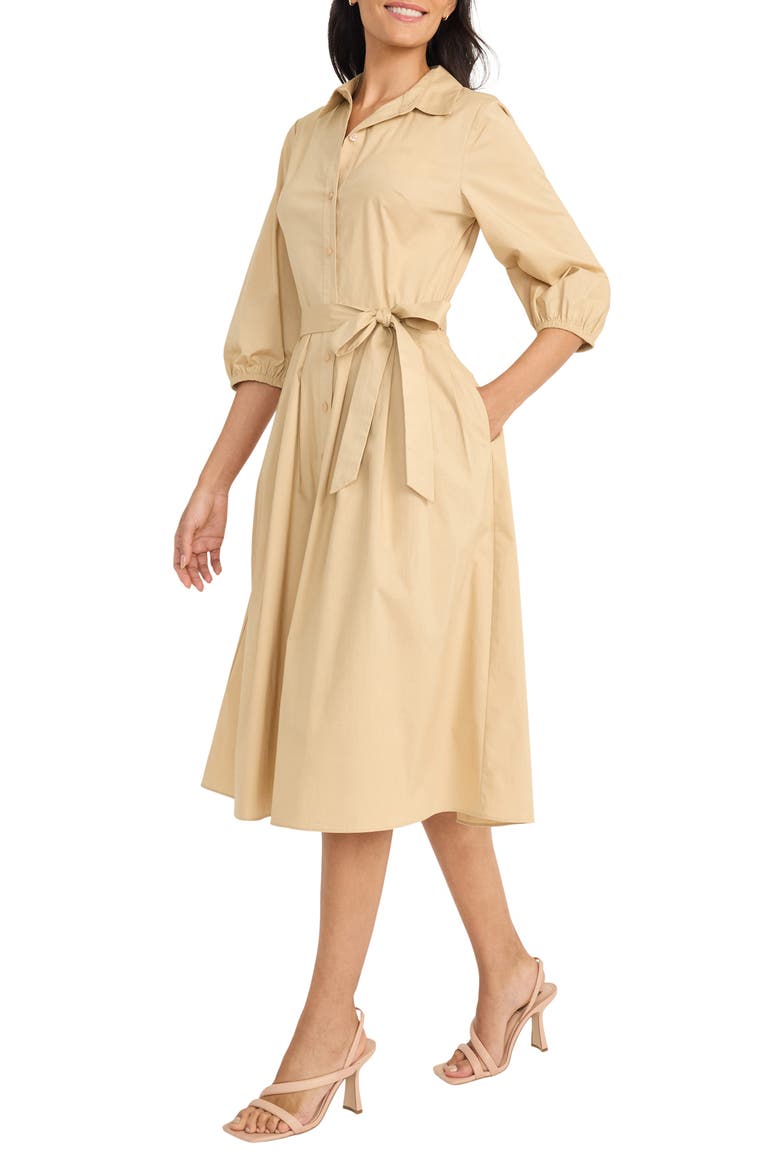 Long Sleeve Midi Shirtdress, Alternate, color, WARM SAND