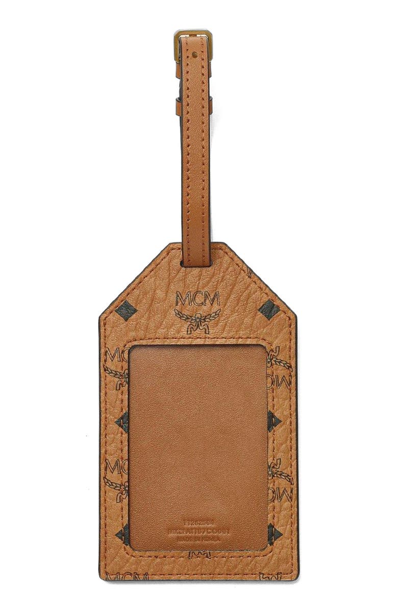 MCM Ottomar Luggage Tag in Visetos, Alternate, color, Brown