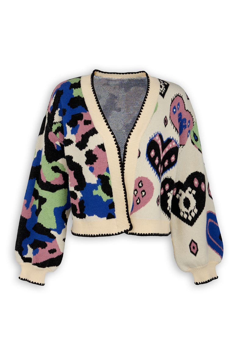 Wild Heart Crop Cardigan, Alternate, color, IVORY MULTI