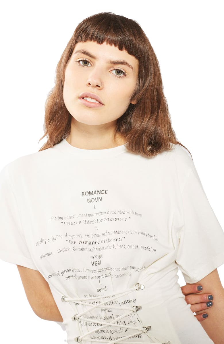 Topshop Romance Corset Tee, Alternate, color, 