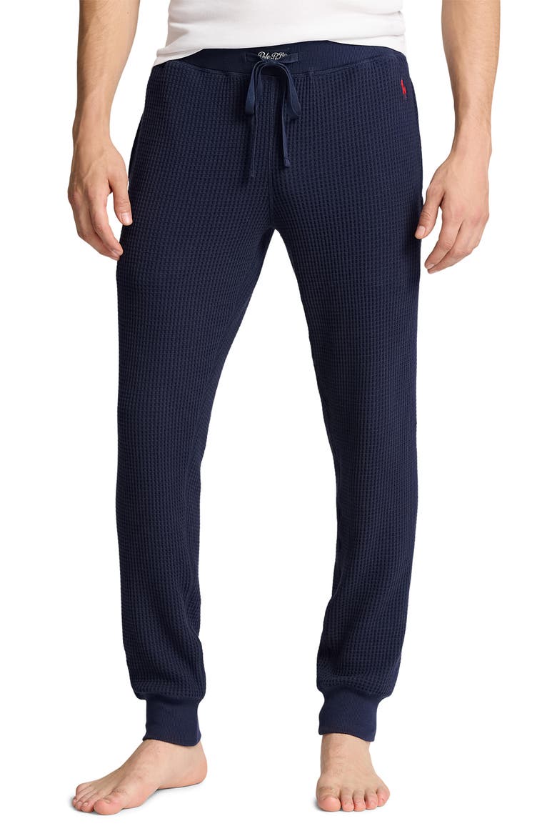 Waffle Cotton Blend Pajama Joggers, Main, color, CRUISE NAVY