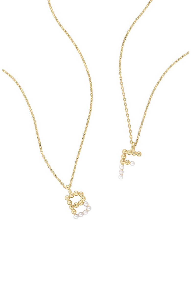 Cultured Pearl Pavé Initial Necklace, Alternate, color, Gold - S