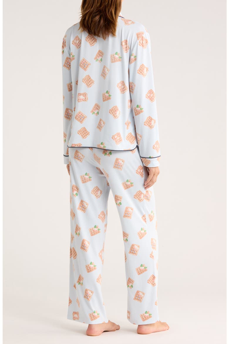 Quiet Night Long Sleeve Button-Up Top & Pants Pajamas, Alternate, color, SKY BLUE WAFFLES