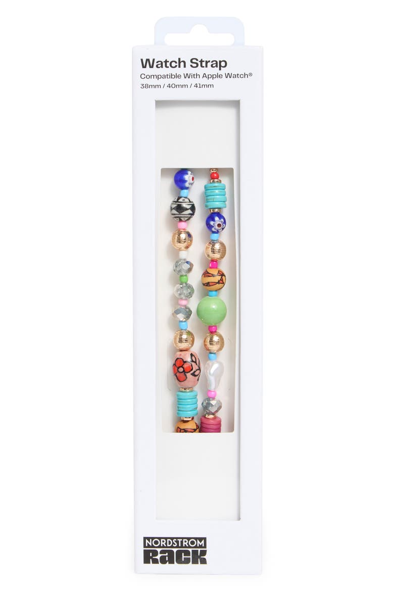 Faux Pearl Beaded Apple Watch® Watchband, Alternate, color, RAINBOW MULTI- GOLD