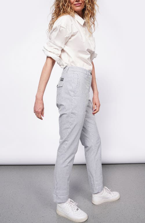 Wildfang The Empower Seersucker Trouser In Navy/white