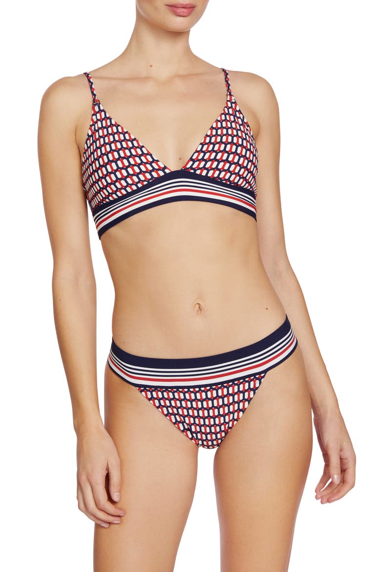 Simone Triangle Bikini Top, Main, color, NAVY/ RED