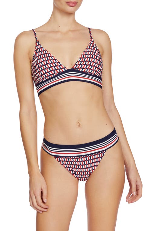 Robin Piccone Simone Triangle Bikini Top In Navy/red