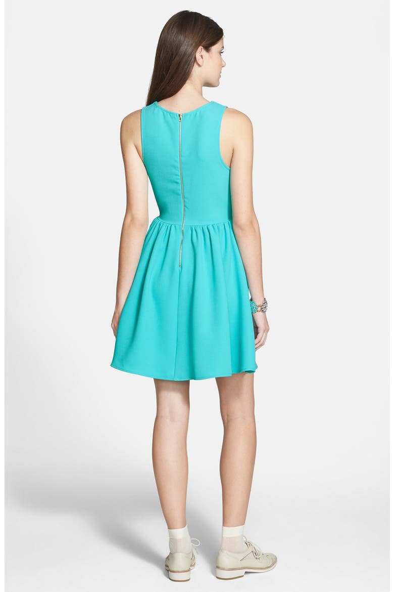 Notch Neck Skater Dress, Alternate, color, JADE