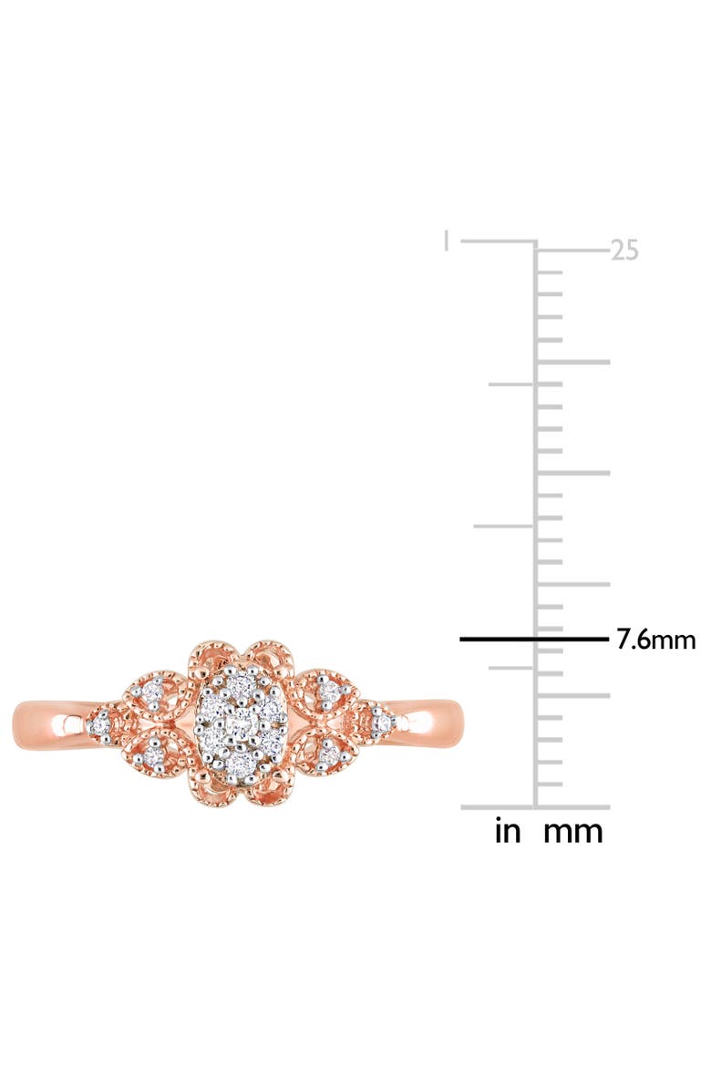 Diamond Milgrain Engagement Ring, Alternate, color, Rose-Plated Sterling Silver