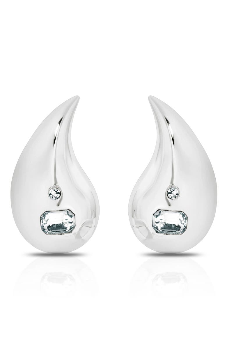 Ettika Teardrop Statement Earrings, Main, color, Silver