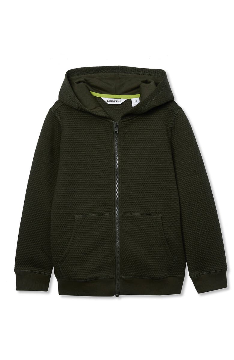 Lands' End Boys Texture Knit Zip Up Hoodie, Main, color, Midnight Olive