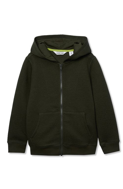 Lands' End Boys Texture Knit Zip Up Hoodie In Green