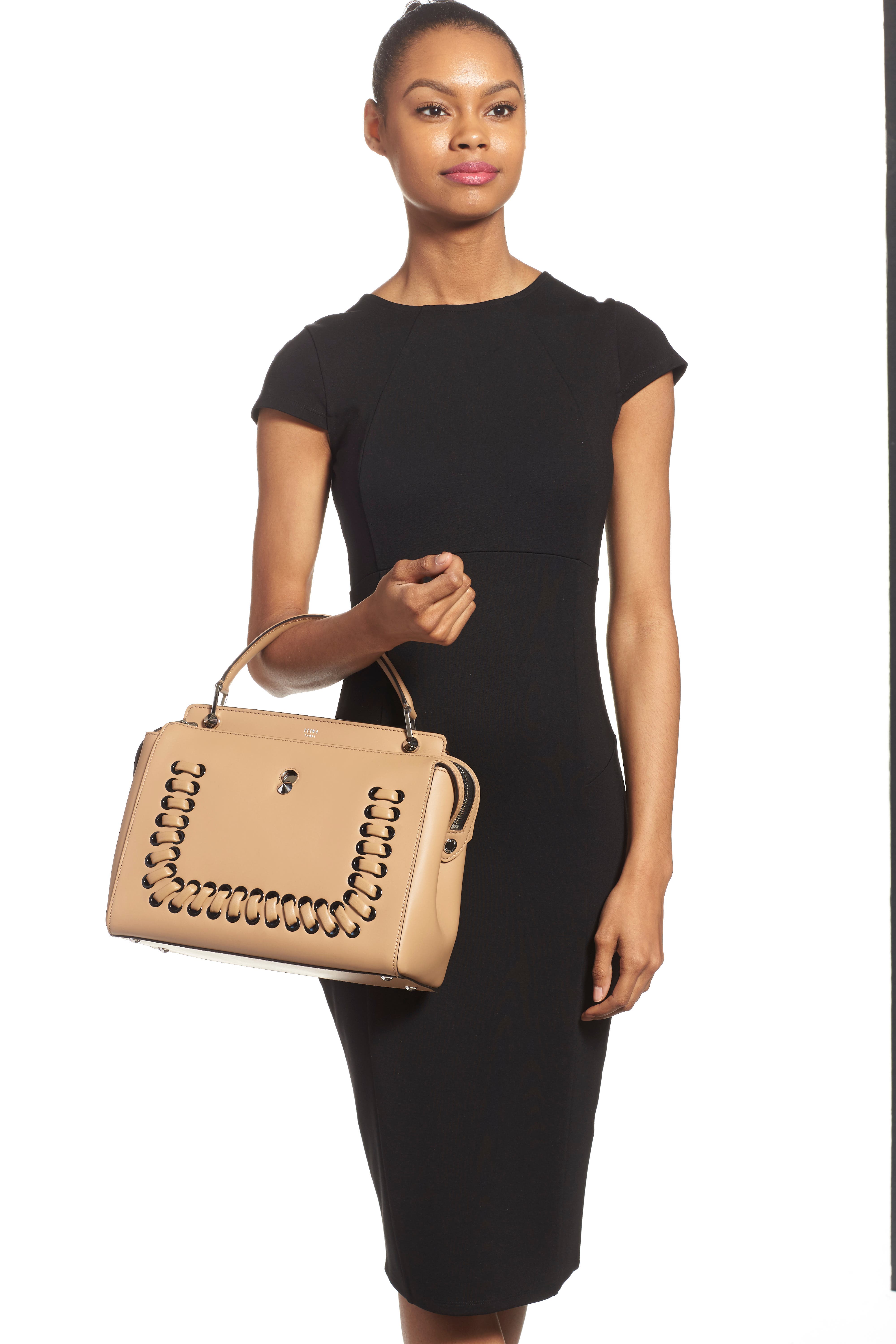 'DOTCOM' Lace-Up Leather Satchel, Alternate, color, CUOIO/ CERULIO