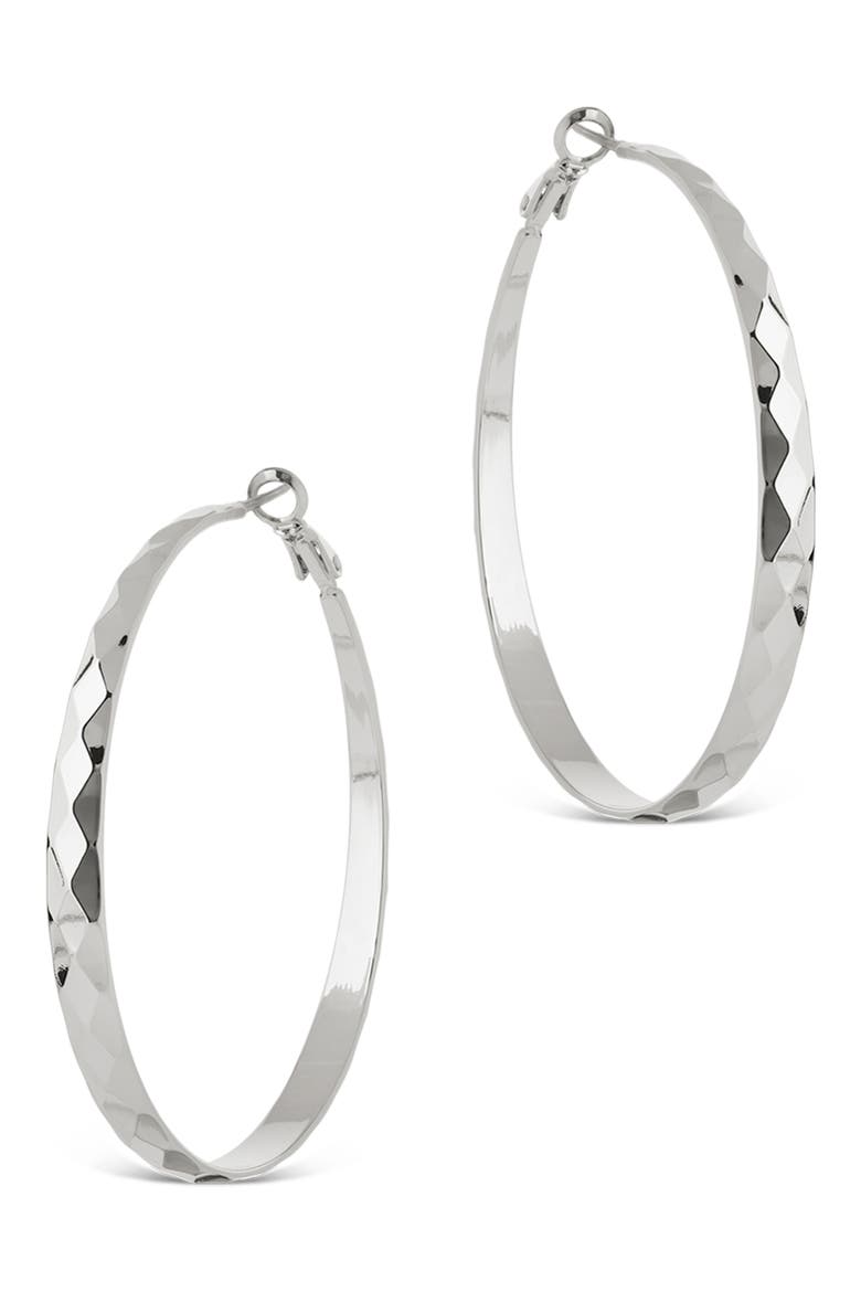 Fatima Textured Hoop Earrings, Alternate, color, SILVER