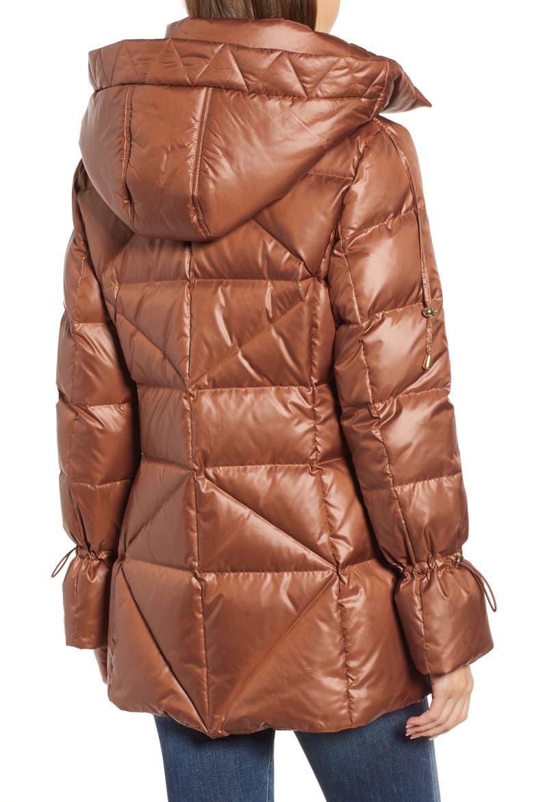 Cinched Sleeve Puffer Jacket, Alternate, color, RUST