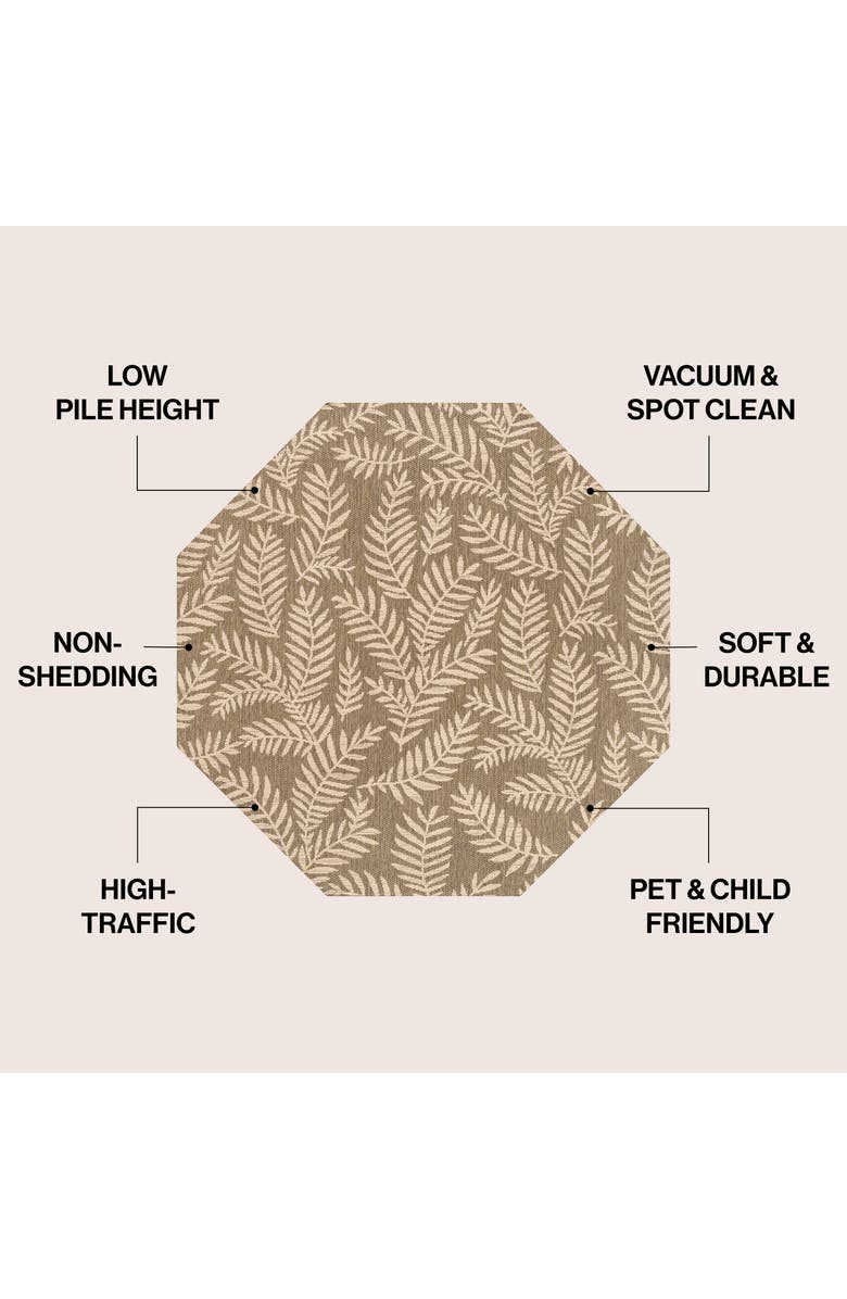 JONATHAN Y Nevis Palm Frond Octagon Indoor/Outdoor Area Rug, Alternate, color, Brown/Beige