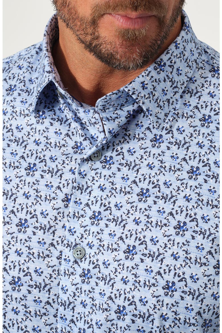 Dynamic Comfort Short Sleeve Button-Up Shirt, Alternate, color, INDIGO