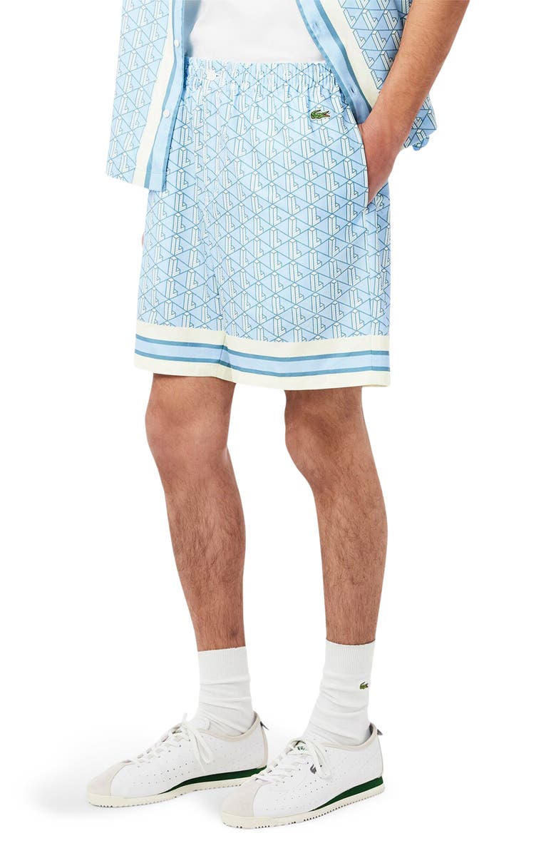 Lacoste Monogram Relaxed Fit Pull-On Shorts, Alternate, color, 