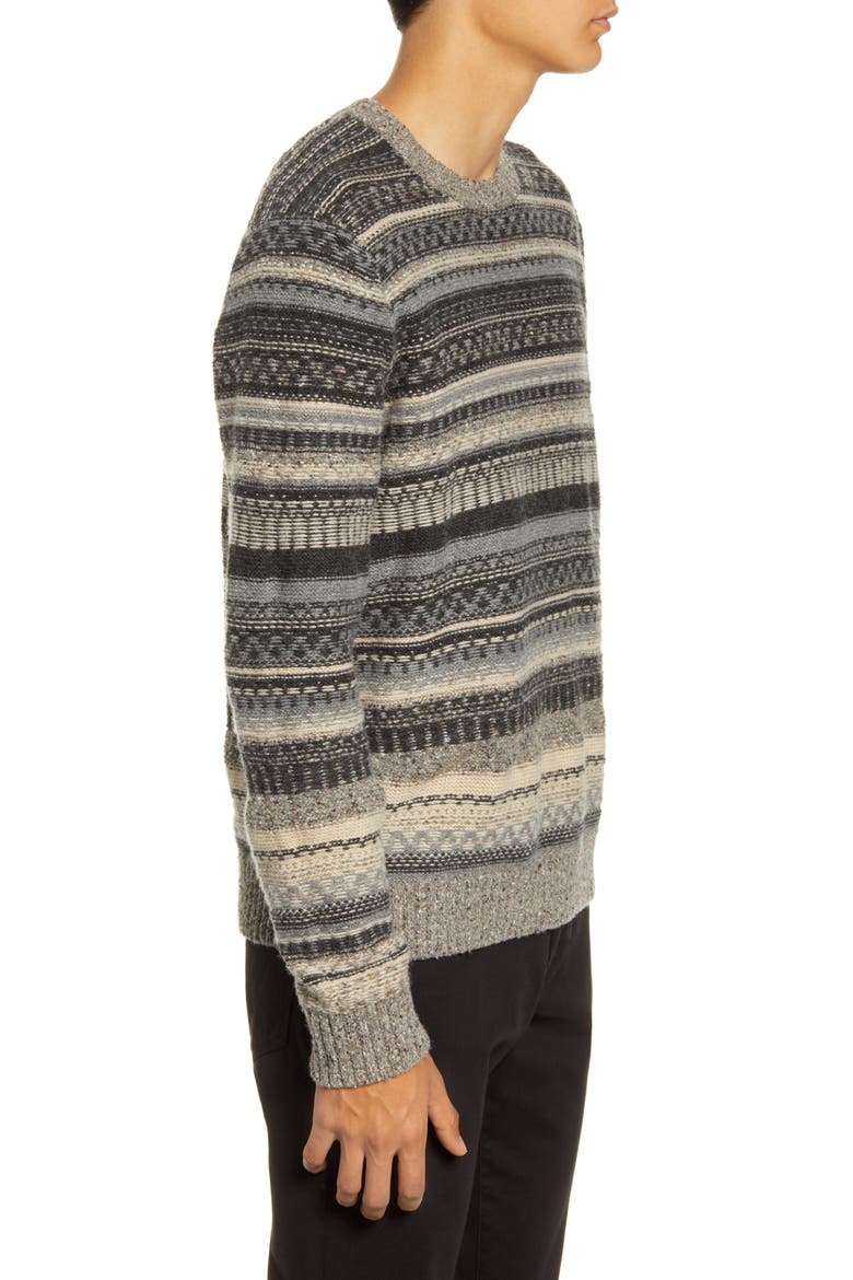 Fair Isle Crewneck Wool Blend Sweater, Alternate, color, WOODLAND