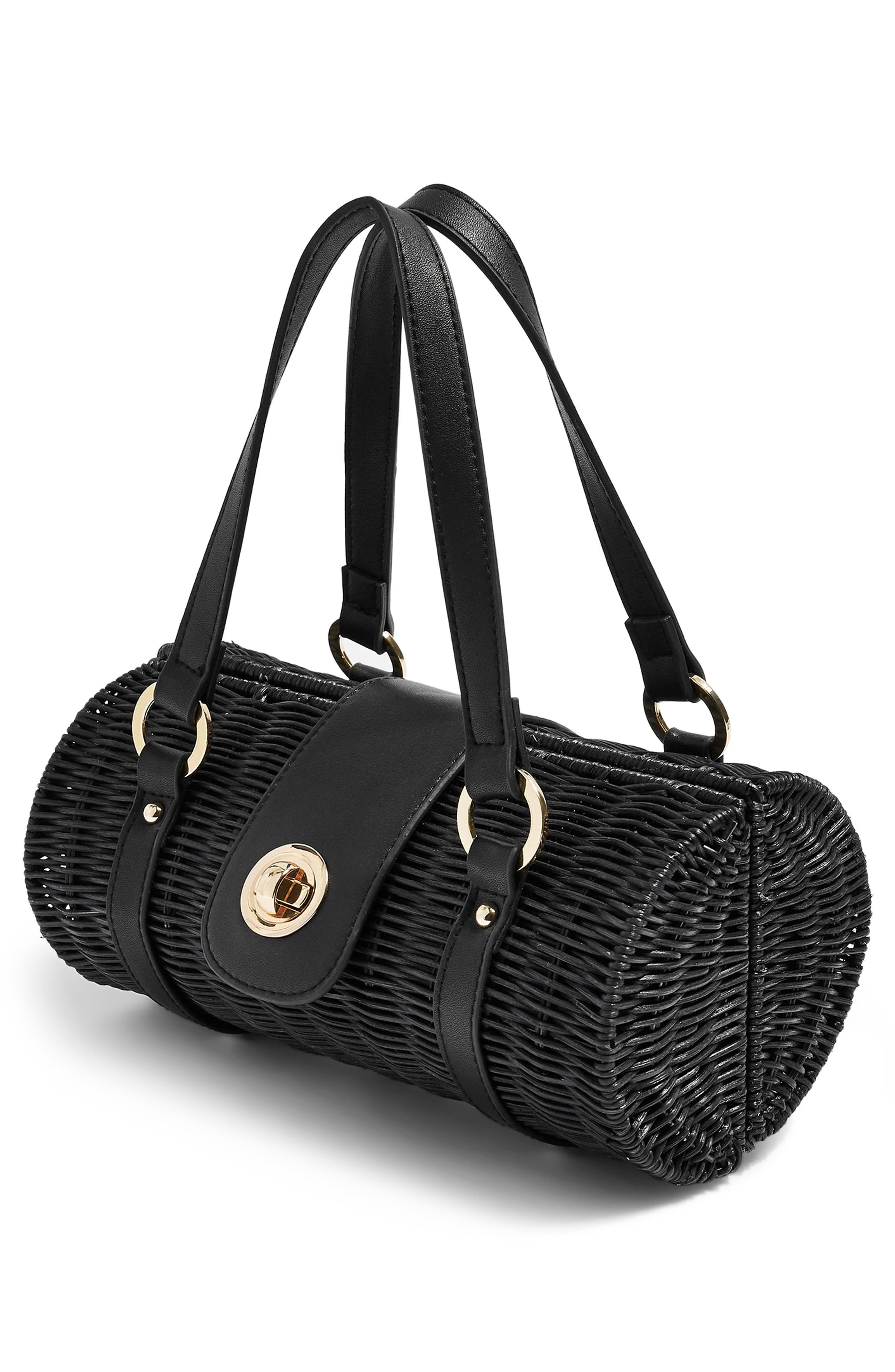 Topshop Sydney Straw Bowler Bag, Alternate, color, 