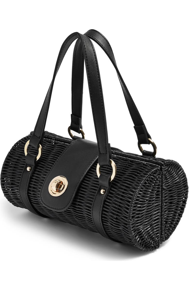 Topshop Sydney Straw Bowler Bag, Alternate, color,