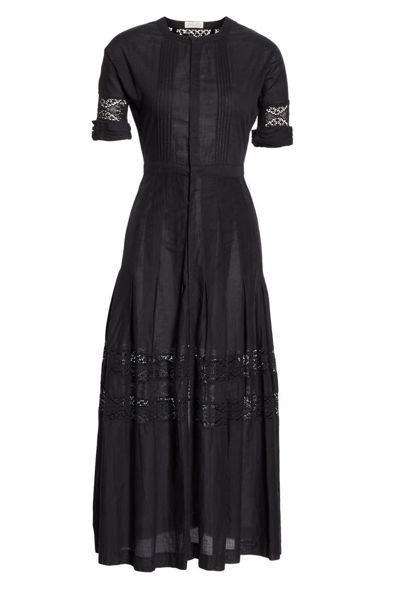 Edie Midi Shirtdress, Alternate, color, BLACK