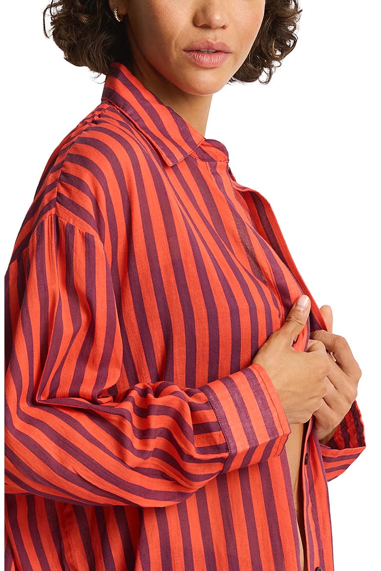 Vacay Cruise Cover-Up Shirt, Alternate, color, SPICE RED