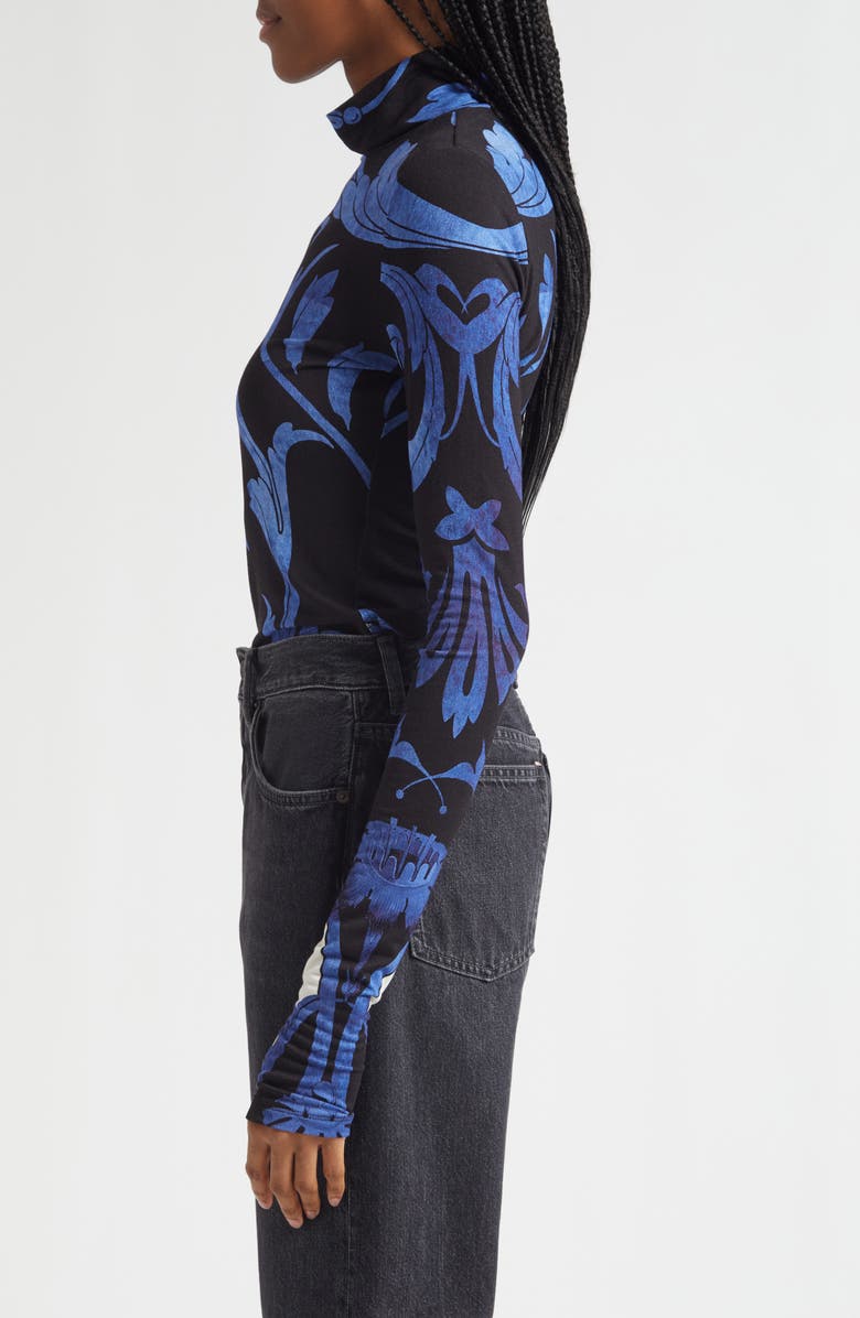 Alice + Olivia Delaina Print Turtleneck Crop Top, Alternate, color, Regal Retreat