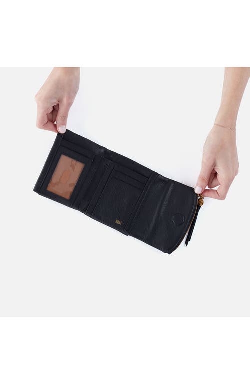Hobo Medium Fern Leather Trifold Wallet In Black