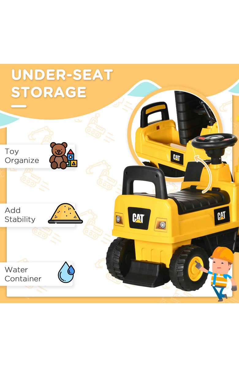 Aosom Kids Manual-Pedal Excavator with Shovel, Horn, Storage, Alternate, color, Yellow
