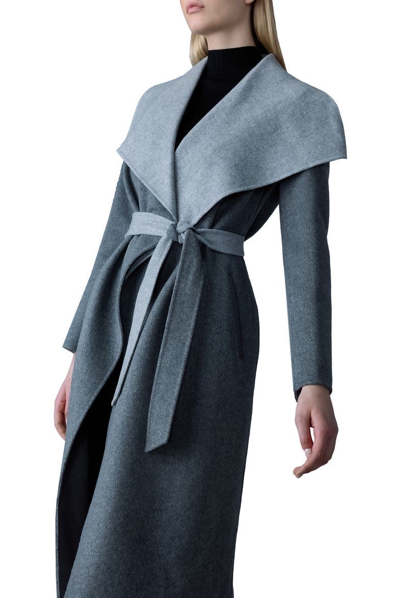 Mai Wool Long Wrap Coat, Alternate, color, CARBON MIX-LIGHT GREY MIX