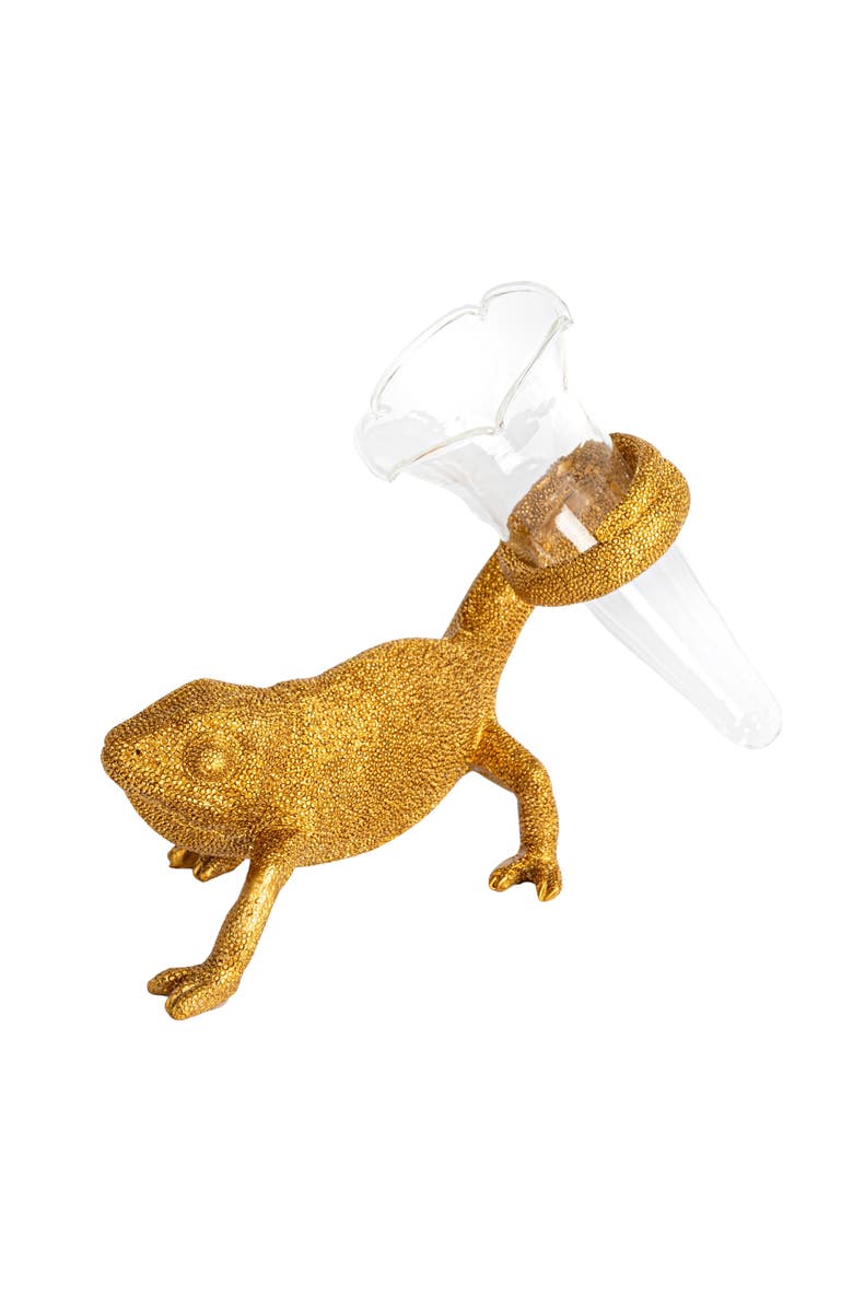 Storied Home Chameleon with Vase, Main, color, Gold